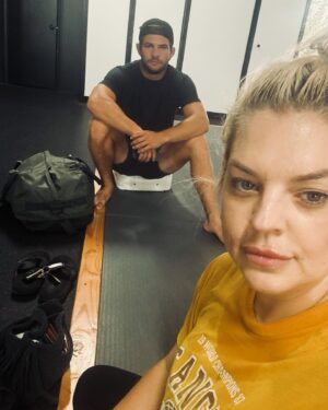 Kirsten Storms Instagram - My mission is to snap a pic of him smiling. With teeth….I’m an overachiever. @zkfight @akxeacademy