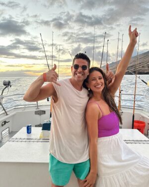 Kristen Doute Instagram - This pretty lady is engaged!!! Congratulations @kristendoute & @luke__broderick! He went fishing and caught a fiancé!  We love you two so so much! It was an honor to be included in this special moment! Love you two! Cheers to happily ever after! 

#kristendoute #niasanchez #engaged #niatravels #maui #mauifishingboat
