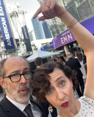 Kristen Schaal Instagram - Thank you to @bobsburgersfox and to my seat mate at the EMMYS Rudy-  @thebrianhuskey. Congratulations Blue Eyed Samurai. Hair- @charles_dujic makeup- @gillianmup