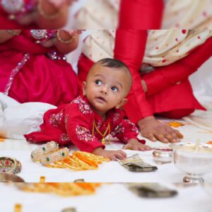 Lahari Arundhati Vishnuvazhala Instagram - @lishan.official Annaprasana lo yenta calm & bujjiga unado 😍🥳💐🎊💖💕💓🎂🎉 👶  @dhiren_manikant