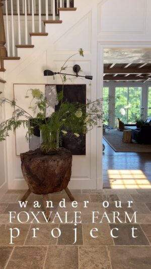 Lauren Liess Instagram - A wander through our #foxvalefarm project (We gave it a hashtag as requested lol!) This one has been such a dream project for our team at Lauren Liess Interiors and I’ll be sharing a full (multiple part!) house tour on our you t. U. B e channel soon!! But, as it’s in a long line of videos that need editing, I thought I’d share this peek for now. This was taken during our install and not all of the art had yet been hung but I even love it with empty walls. 

designed by us @laurenliessandco with lots of vintage   antiques and furniture from our collections including @woodbridgefurniture @taylorkingfurniture   cabinets from@our collection with @uniquekitchensandbaths | renovated by @carrmichaelconstruction 
including art by @laurenrosejackson   stone floors from @ancient_surfaces