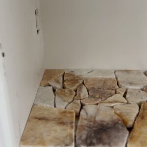 Leanne Ford Instagram - A closer look at how we created the mosaic marble countertops over at our #ChurchLaneProject. 

On a whim, we ended up salvaging these beautiful marble scraps from the waste pile over at a local slab yard and ultimately reimagined them as this one-of-a-kind mosaic countertop. As they like to say, “One man’s trash is another man’s treasure!” 

Check out the post in my stories to see how we used these same marble scraps to create a bespoke shower pan!

// #LeanneFordInteriors with photography by @sarahbarlow and @erinashkelly and interior styling by @hilaryrobertson