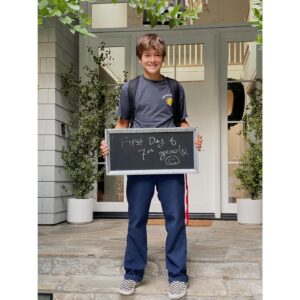 Lindsay Price Instagram - First day of middle school and first back to school picture that I’m ( a lot) shorter than him.  Man, I’m proud of this kid. Best human being. Best best best 10/10.  Go Hudson go!