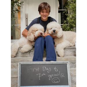 Lindsay Price Instagram - First day of middle school and first back to school picture that I’m ( a lot) shorter than him.  Man, I’m proud of this kid. Best human being. Best best best 10/10.  Go Hudson go!