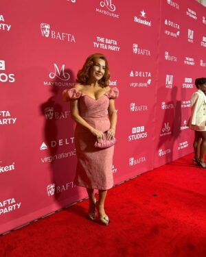 Lisa Ann Walter Instagram - 4 Parties 1 Day 1 Girl.
.
@bafta tea dress @marchesafashion 
Shoes: @louboutinworld 
Clutch: @rodofirenze 
Earrings: @kallatijewelry 
Ring: @jenmeyerjewelry 
Bracelets @levian_jewelry 
.
@warnerbrostv & @mptf “Night Before” party 
Jacket: @stjohn
Earrings: @melindamaria_jewelry 
Purse: @dolcegabbana 
.
Hair: @dvohair 
Makeup: @jennbennettmakeup 
Style: @miss_kellyjohnson