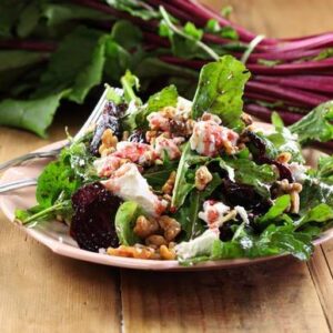 Maggie Beer Instagram - As we welcome Spring with open arms, it's the perfect time to get outside and enjoy a BBQ with friends and family. We love this Beetroot and Vino Cotto Salad. The beetroot shines dressed in salt flakes, rich Vino Cotto & EVOO, paired with goats cheese, young rocket leaves & walnuts.

#makeitamaggiemoment #maggiebeer #spring #beetroot #evoo #friendsandfamily #bbq