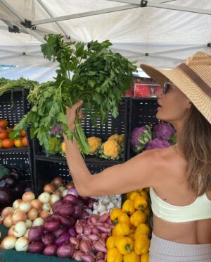 Maggie Q Instagram - I love going to farmers markets and supporting local farmers! The size of the parsley?! There is nothing more incredible than knowing the people who grow fresh food. Look at the beautiful colors and textures… And I may also like what’s on the last slide. And may have partaken. Maybe. 🫣🤤🤗