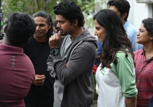 Meenakshi Chaudhary Instagram - Your Srinidhi from  #GOAT 😍🤭♥️ I am still trying to come back to reality🙈 , shooting for this film has truly been nothing short of a dream .
You can clearly see how I couldn’t stop smiling . Truly grateful to the entire team for making this an experience of a lifetime .
With the #GOAT @actorvijay 🔥♥️
Moments and conversations that I’ll always cherish ♥️✨
Thank you for giving Srinidhi so much of love ♥️🙏🏽

#BTS #GOAT