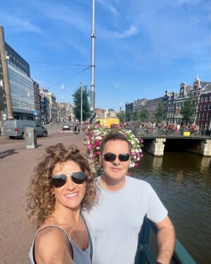Melina Kanakaredes Instagram - Hello Amsterdam! Love my new shoes😂- and the views! 🚲🇳🇱💗🥂🙌🏻♥️