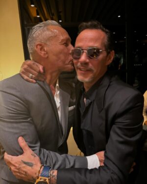 Nadine Velazquez Instagram - What’s better than getting to hang with 1 Puerto Rican Legend? Getting to hang with two. @marcanthony and @therealangelopagan 🇵🇷 A memorable night at the opening of #mxosteakhouse 

Dress by @jluxlabel 

#restaurant #puertorico #latina #boricua #singer #artist #salsa #jluxlabel #fashion