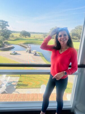Nancy Mace Instagram - Doing what moms do best when they see their kid coming in from the 18th green - Yell, Wave and (not) try to Embarrass them!