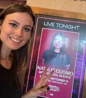 Natalie Cuomo Instagram - I’ve landed in Vegas ✈️ phew is it hot here! 😅 while I’m really disappointed that Dan isn’t joining me on this leg of the tour, I’m so happy he’s getting the rest he needs to recover. I’m going to give these shows my all and I’ve got so much new material I can’t wait to share with you. Plus one of the best ways to support him is to buy our merch at the end of the show hehe ❤️