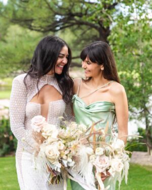Nina Dobrev Instagram - The newlyweds 💕 Mr. & Mrs. Richardson 
I could not be happier, looking back at all these photos and remembering the priceless memories we made in Arizona celebrating your love @jessicaszohr & @brichrdson15. Being by your side on your special day was an honor Jessica, that’s why they call it a Maid of Honor. Thank you for trusting me with this huge responsibility. Almost two decades of friendship, there’s almost nothing we haven’t been through together. It makes me so happy to see you glowing with such a huge smile on your face. It’s an indescribable feeling to see your best friend marry the man of her dreams and create a beautiful (arguably the most beautiful) family together. It’s just the beginning, your life starts now. Congratulations you two lovebirds 🤍🤍🤍 i love you both so much!!!