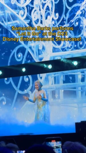 Samantha Barks Instagram - Samantha Barks brought her Elsa magic to the #D23 Disney Entertainment Showcase ahead of the upcoming release of @frozenbroadway on @disneyplus! ❄️✨