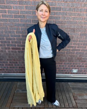Samantha Brown Instagram - Swipe thru to see how I build the perfect travel outfit. 

👖  👚 Start with soft fabric pants and t-shirt.  Pants should have waistband that won’t cut into your stomach or feel too stiff. 

🧦 compression socks! I actually put these on before my flight and for its duration.  They get a little too intense after 8 to 10 hours. 

👟 comfortable shoes.  I like sneakers but Slip ons are best if you think you’ll need to take off for security.  When I get to my seat I’ll loosen the shoe strings so when my feet expand they don’t cut off cirulation. 

👕 More Layers and coverage.  Loose fitting top layer that’s again: super soft. Full length sleeves. 

🧥 Jacket.  No matter what time of year it’s always spring on a plane.  I always wear a light zip up jacket that’s easy to remove. I never wear pullovers- too hard to take off without hitting nearby seatmate.

🧣 My travel scarf! Something bright colored so if I’m meeting people I can say “I’ll be wearing a yellow scarf”.

#travel #travelclothing #travelfashion