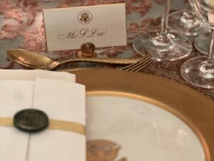 Sandra Lee Instagram - “BIG NEWS!! I HAVE BEEN APPOINTED the newest member of the White House Historical Association’s Board Council (started by Jacqueline Kennedy)! IT WAS SO FUN TO BE AT The White House for the grand opening dinner of “The People’s House: A White House Experience,” which is a cutting-edge educational interactive experience - it’s like being at the White House and some ways better because you experience recreated moments in history. The incredible 3D and Digital mini-museum type experience brings to life the stories of the Executive Mansion, the people who lived in it and the people who have dedicated their careers to it. You can even see all the holiday magic recreated and some of the most meaningful meeting throughout history. Of course, I was also most enchanted by the fabrics, furniture (mostly French Empire) and flowers (The Scottish Rose Carved nearly everywhere and on everything)-DIVINE. Antique Roses adorned the tables of the lavish seated dinner hosted by President Joe Biden and Dr. Jill Biden and was attended by esteemed members of the White House Historical Society as well as Martin Sheen (the experiences orator and most wonderfully sweet man), President LBJs daughter Luci Johnson (what a necklace she wore), President Fords daughter Susan Ford Bales (who shared moments from her childhood on our private tour together as “SHE GREW UP THERE”!-the stories, the parties, the hidden wall that remains in the White House from the fire in 1814, Wow). What a moment. What an honor. So Special Most Grateful, 
Sending Love to you always, 
Sandra Lee -AKA Aunt Sandy