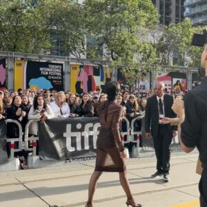 Sasha Calle Instagram - On Swift Horses Premier at TIFF! So special to reunite with this beautiful team. Mom is always the best date. We did press while loving on puppies. Our director is very very handsome in my sunnies. Will & Dais in first position. Adore u all. Thank you for having us, Toronto.

My love to @ysl & @anthonyvaccarello. x