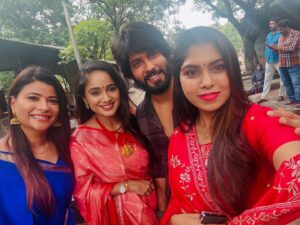 Satya sri Instagram - All about today at peddamatalli temple 🙏
#happytometallofyou 

@amardeep_chowdary 
@_tejaswini_gowda_official 
@vijender_veena 
@v_nailedit_by_veena