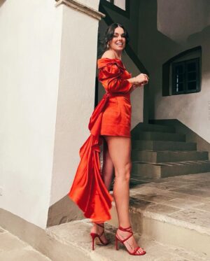 Serinda Swan Instagram - Swipe for before ➡️ This used to be a floor length 80’s dress I bought off eBay and redesigned. 

I had so many messages about this dress so here’s a better look at it. I bought it off of eBay for my vacation in Tuscany, I wanted to do something custom and earth friendly and found this amazing little number. Swipe to see the before. It’s really amazing what you can do to help save the planet from fast fashion, and over consumption by being creative and purchasing second hand. Being able to work with an amazing tailor, brought my vision to life and voila! 💋🌶️❤️

I know it’s 80s but f*#k it, that’s when I was born ;) 

#ebay @ebay