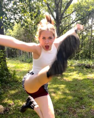 Shiloh Nelson Instagram - I will get back at @britneyleighnelson for changing my computer wallpaper…(last swipe) Also, look at that high kick I can do. **kachow**