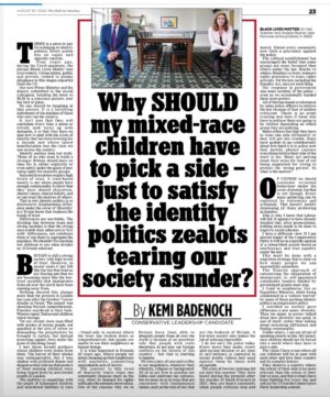 Shola Mos-Shogbamimu Instagram - Racial gatekeepers like Kemi Badenoch are such political prostitutes to upholding White Supremacy that they shamelessly weaponise their children for political gain. Same Kemi that didn't hesitate to weaponise being the only Black Female MP in Tory cabinet when it suited her. So intellectually dishonest to suggest her 'mixed race' kids have to pick a side. Bi-racial children don't have to pick 'a side' - they're both sides - just don't lie to them about the Privilege that comes with being White and the Prejudice that comes with being Black. Don't lie. Simple.