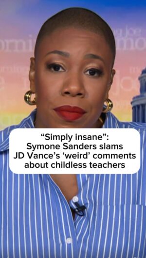 Symone Sanders Instagram - Sen. JD Vance of Ohio, the Republican vice presidential nominee, faces backlash for resurfaced remarks from 2021 where he criticized childless teachers, specifically targeting Randi Weingarten, head of the American Federation of Teachers, stating that teachers without children are “brainwashing” students. @symonedsanders reacts:

“As a person who is not birthday child from my womb, I take grave offense to these comments… it is weird and it is concerning — And I have to wonder, what was the vetting for JD Vance? Because this is simply insane.”

#morningjoe #symonesanders #jdvance #politics #ohio #donaldtrump #trumpvance2024