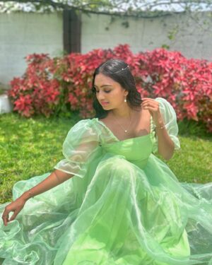 Tanvi Rao Instagram - 🧚🏼🧚🏼🧚🏼
Outfit by @inayadesignerstudio 🦚

#photo #gown #designer #keerthi #lakshmibaramma #tanvirao