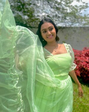 Tanvi Rao Instagram - 🧚🏼🧚🏼🧚🏼
Outfit by @inayadesignerstudio 🦚

#photo #gown #designer #keerthi #lakshmibaramma #tanvirao