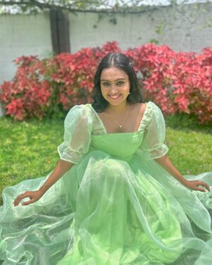 Tanvi Rao Instagram - 🧚🏼🧚🏼🧚🏼
Outfit by @inayadesignerstudio 🦚

#photo #gown #designer #keerthi #lakshmibaramma #tanvirao