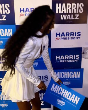 Taylor Hale Instagram - The road to the White House runs through MICHIGAN! 

I’m voting for Kamala Harris because I believe in protecting our reproductive rights, expanding access to birth control, and protecting the right to choose! 

I had the privilege of speaking on behalf of the Harris campaign at the Michigan Creators for Harris event to encourage creators to use their platforms to amplify their voices and the Harris-Walz commitment to healthcare. 

A vote for Vice President Harris and Governor Tim Walz is a vote for Reproductive Freedom!

I cannot in good conscience encourage anyone to consider a candidate who has bragged about overturning Roe v Wade, and has said there should be “some form of punishment” for women seeking abortion care. That is Donald Trump’s America. And to be frank - it’s some sh*t I can’t believe they continue to say. 

Vice President Harris, on the other hand, believes women’s reproductive health care decisions should be made by them and their doctors, not politicians – and is fighting to make sure every women, in every state, has the right to make her own health care decisions, without her government getting in the way! Seems like common sense to me. 

This election, the stakes are high, and the choice is clear for our reproductive freedoms and our health care.

We all have the responsibility to get out the vote for Kamala Harris and Tim Walz. Our futures and our lives depend on it!

#creatorsforharris #kamalaharris #harriswalz