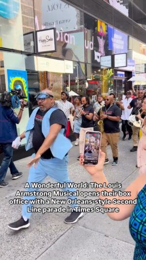 Vanessa Williams Instagram - @jmiglehart, @vanessawilliamsofficial, and more were on hand to officially open the box office for @awonderfulworldbway! Check out footage from their New Orleans-style Second Line parade from Times Square to Studio 54.