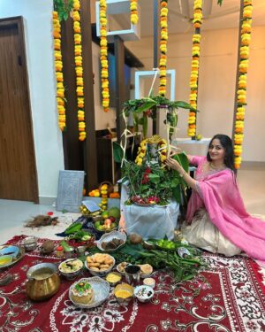 sree priya Instagram - Swipe left to see the cuteness 🤪😍

Happy festival ✨ 

Outfit : @aarushireddylabel