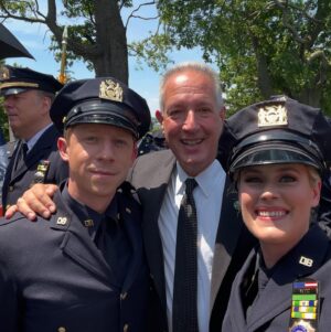 Abigail Hawk Instagram - Last day of school, #bluebloods edition.💙👮🏼(PS didn’t really get yelled at; I just said that for dramatic effect. Also, I got to take home Frank’s office door! Best souvenir everrrrr!)