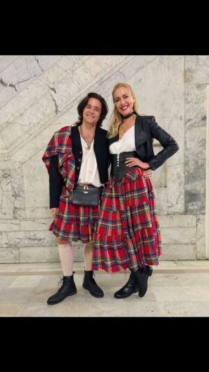 Allison McAtee Instagram - 🎃#hallowseve #escapades 🎃 #badbitchmagic✨ 
🎶💀 #bravo @qveenherby 💀🎶 #slayqueen 
. 
#scottishhighlander #halloween #costume 👯by @designsbyrjg @reed_gregory 
.
#couplescostumes #october31 👻 #scotlandspirit #plaidskirt #kiltdaddy