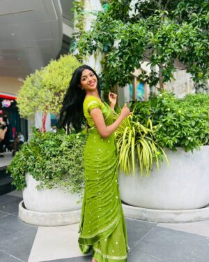 Amala Shaji Instagram - 💚 #amalashaji 
Saree 💚 @hashtag.the.saree.store_
📷 @shahi_official