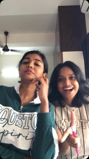 Amritha Shaji Instagram - We are back with a comedy combo😄🙊 @_amruthashaji_ #amalashaji #amrithashaji #comedy