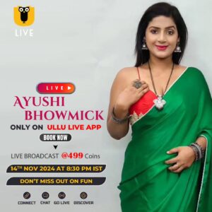 Ayushi Bhowmick Instagram - Ullu Live | Streaming On 14th November | 8:30 pm | Only On Ullu App - Ayushi Bhowmick l Don't Miss Out Fun

Ayushi Bhowmick is going live on Ullu app!
Don't miss out on the Excitement.
Ullu Live Streaming On 14th November At 8:30 pm.
Connect. Chat. Go Live and Discover.

#ayushibhowmick #ayushibhowmickLive #UlluApp #LiveSession #ExclusiveContent #ullulive #streaminglive