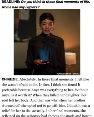 Caroline Chikezie Instagram - I’ll forever be grateful to you @courtneyakemp @50cent #BrettMahoney, @markcanton and @starz for allowing me to tag along and participate in this absolute beast of a show you created.
Thank you for being unrelenting in your quest to bring more boss roles for women, to the screen, and for trusting me as your ‘Noma’. It has truly been the ride of a lifetime.

To my stellar castmates who I now consider family, 
@woodythegreat,@therealmaryjblige, @methodmanofficial, @Sydneywinbush, @toyofficial, @thealixlapri, @lovelladamsgray, @giannivpaolo,@michaelealy, @ktshmoov, @therealgolden47, @sahrngaujah 
thank you for giving me the warmest reception when I joined the show in season 3.
A special shout out to our incredible number 1 @michaelraineyjr. Thank you for tolerating Noma’s shenanigans 🤣
I love you all for real 🔐❤️

To our amazing crew who worked tirelessly behind the scenes, from our directors and writers to the lighting and camera teams, set designers, wardrobe, hair &makeup, and everyone in between—you made magic happen every single day, thank you.

To all the supporters of the show, both online and in person, your love is felt and truly appreciated! Thank you for forgiving the sins of Noma 😂

And finally, a huge thank you to @socialrosy for this wonderful @deadline article that captured so much of this journey. I’m honored! 🙏🏾Click the link in my bio to read the full write-up! 📰✨ #Grateful #PowerBook2 #powerghost #Noma
