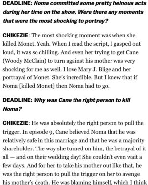 Caroline Chikezie Instagram - I’ll forever be grateful to you @courtneyakemp @50cent #BrettMahoney, @markcanton and @starz for allowing me to tag along and participate in this absolute beast of a show you created.
Thank you for being unrelenting in your quest to bring more boss roles for women, to the screen, and for trusting me as your ‘Noma’. It has truly been the ride of a lifetime.

To my stellar castmates who I now consider family, 
@woodythegreat,@therealmaryjblige, @methodmanofficial, @Sydneywinbush, @toyofficial, @thealixlapri, @lovelladamsgray, @giannivpaolo,@michaelealy, @ktshmoov, @therealgolden47, @sahrngaujah 
thank you for giving me the warmest reception when I joined the show in season 3.
A special shout out to our incredible number 1 @michaelraineyjr. Thank you for tolerating Noma’s shenanigans 🤣
I love you all for real 🔐❤️

To our amazing crew who worked tirelessly behind the scenes, from our directors and writers to the lighting and camera teams, set designers, wardrobe, hair &makeup, and everyone in between—you made magic happen every single day, thank you.

To all the supporters of the show, both online and in person, your love is felt and truly appreciated! Thank you for forgiving the sins of Noma 😂

And finally, a huge thank you to @socialrosy for this wonderful @deadline article that captured so much of this journey. I’m honored! 🙏🏾Click the link in my bio to read the full write-up! 📰✨ #Grateful #PowerBook2 #powerghost #Noma