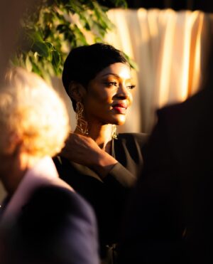 Caroline Chikezie Instagram - Hubby hosted the 3rd annual @legacyawardsca this weekend and absolutely killed it!
Beyond Proud 👑🖤

Big thanks to the award’s creators @shamieranderson and @tdotsteph for an incredible evening celebrating excellence in our community 🖤

Dress: @gretaconstantine 
Earrings: @scylaboyerjewelry  
Styled by: @christal.a.williams 
📸: @sarah_delangel
📸:@ovia_reflex
