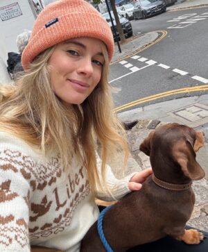 Cressida Bonas Instagram - In recognition of Anti-Slavery Day, I’m wearing my @beulahlondon Liberte jumper to support the fight against slavery. There are now 50 million people enslaved today - more than in any other time in history. 
20% of profits from each jumper are being donated to @justiceandcare to help identify, rescue and care for survivors of modern day slavery. The proceeds from each sale will go towards an emergency after-care package, for a survivor here in the UK, helping cover essentials like food, travel, and personal care items to meet their immediate needs. #antislaveryday @beulahlondon @justiceandcare