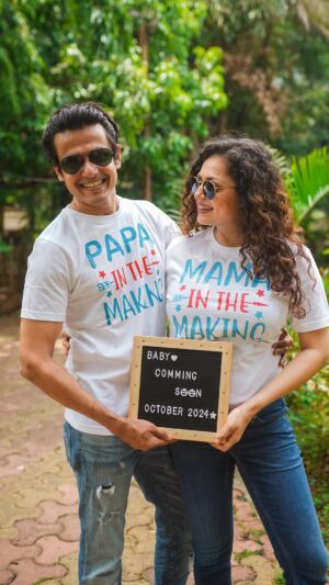 Drashti Dhami Instagram - In a galaxy not so far away, a tiny rebel is joining our crazy tribe🤰♥️

Please send love, blessings, cash & french fries our way 🍟
#BabyKOnBoard

We can’t wait for October 2024! 🧿