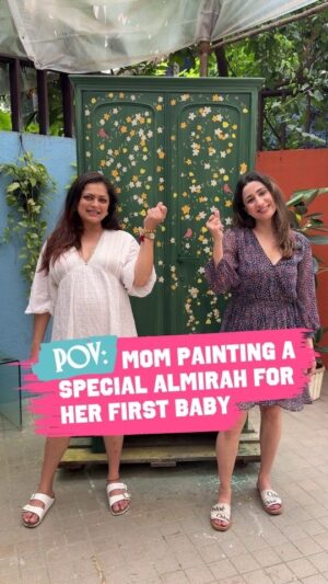 Drashti Dhami Instagram - This almirah will be special for me kyunki, a mom trusted me with the very first gift that she will be giving to her baby. ✨️❤️

It was such a fun experience to revive this heirloom of Drashti and painting it with her. Her energy is truly contagious.

I hope her new journey into motherhood is full of blossoms, love, and warmth; just like the flowers on this piece!

Comment below, how you like it and don't forget to leave your blessings and love for her. 😊🥰

#furniturepainting  #furnituredesign #motherslove #drashtidhami #upcycledfashion #diyhomedecor #reels #reelsinstagram #interiorstyling  #trendingnow #explore 

[FurniturePainting, FurnitureRestoration, FurnitureMakeover, DIYProjects, Almirah Restoration, Drashti Dhami, Vintage Piece Transformation, Almirah Transformation, DIYFurniture, CupboardMakeover]