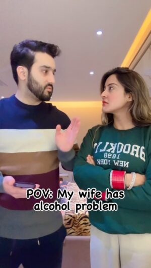 Insha Ghai Instagram - Wife has alcohol problem!! Help!! 
#bornoninstagram #feelitreelit #funnyreels #couplegoals #couplereels #funnycouple #comedy #couplecomedy #meme #comedyindia #couplelove #happynewyear #newyear