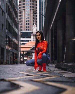 Kaashvi Hiranandani Instagram - u make my spidey sense tingle 🕸🥺
📸: @touretteshoots 🕷 
#kaashplays 
.
.
.
.
.
.
#spiderman #cosplay #bgmi #singapore #marvel #spidergirl #gamergirl