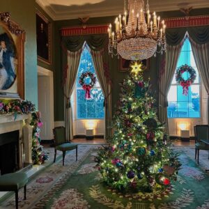 Kate Rockwell Instagram - Christmas at the White House 🌲
Singing for POTUS 🦅 
Contemplating time 🕰️ 
Drinking champagne everywhere 🥂 

I may never stop posting these photos 📸
