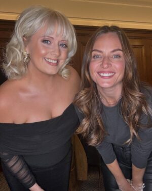 Katie Thistleton Instagram - Had a lovely evening hosting the @royaltelevisionsocietynw awards with my little bro @rocketrhys and bump! Congrats to all the nominees and winners, even got to give an award to my husband and his team yay ☺️ 🏆 
Dress: @clubllondon 
Hair and makeup: my baby @kimbillyl