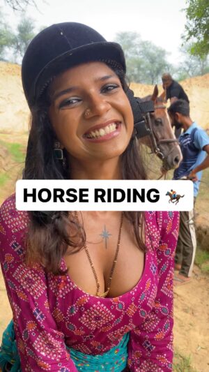 Khyati Shree Instagram - The trainers told me one can learn basics of horse riding, enough to take a ride alone in just 20-30 classes. Canterwoods Equestrian Centre is in Gurgaon, it is 20 minutes from the Golf Course Road, it will take 90 minutes to reach here from Delhi. The trail that I took started off on a pebbled street with farm houses all around, and in 10 minutes we had entered lush green jungle of Aravali. It costed 2000₹ per person for a 90 minute trail, they also had an option for 120 minute trail. The horse that I was on was Lockner, he was a 6 year old strong sports horse. Very strong yet gentle, these horses have an average lifespan of 20-25 years. Can't wait to be trained enough to take these horses for a run at their fullest speed one day 💕