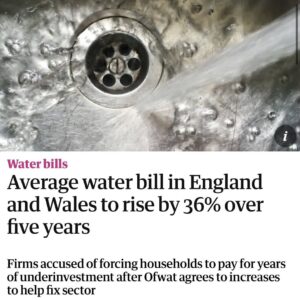 Nadia Whittome Instagram - The public shouldn’t foot the bill for private water companies’ greed and failures, especially when there’s no alternative to relying on privatised water.

Water privatisation has failed, and this government has a chance to end this scam by renationalising it.

No more bailouts.