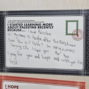 Oon Shu An Instagram - If children can understand the suffering in Palestine, why can't we?

These are from the Live Gaza Monologues' Postcards for Gaza segment where attendees penned their thoughts about Palestine.

Share your answer to "I care about the Palestinian cause because..." below 👇 

✒️ And sign our petition for Singapore to expedite its recognition of the Palestinian state via the link in bio. We're less than 10% away from our goal of 10,000 signatures 💯